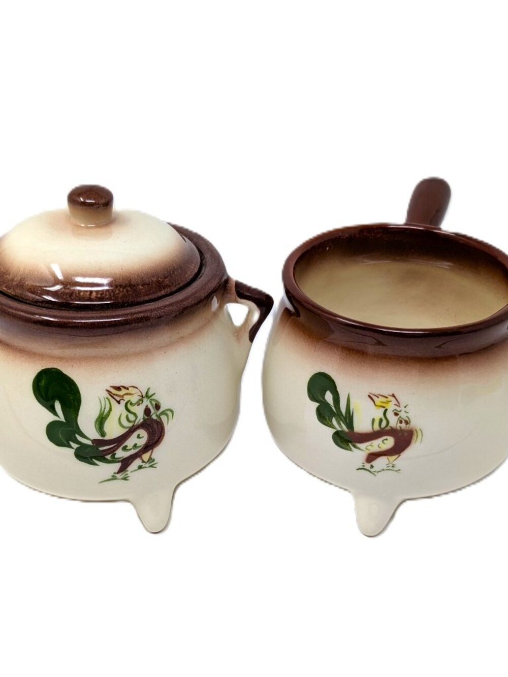 Brock of California CHANTICLEER Rooster Sugar & Creamer Set VTG 50s Farmhouse